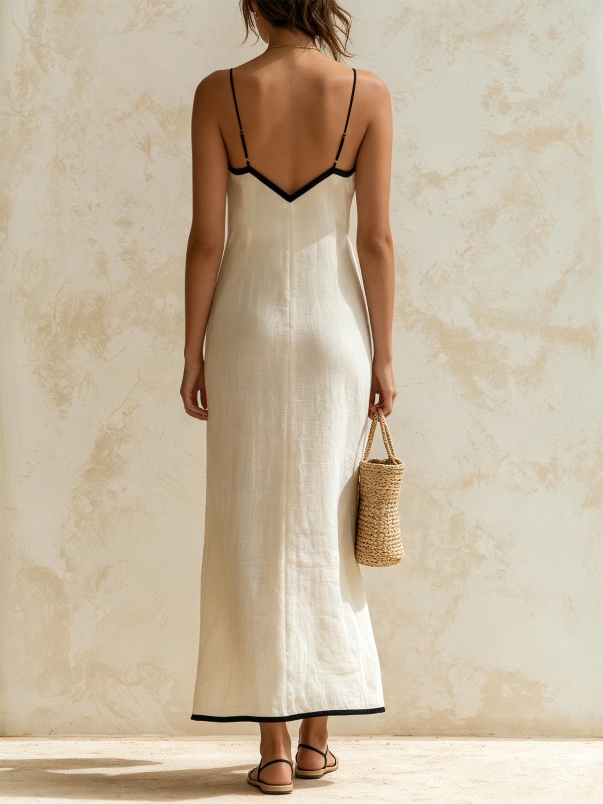 Marisa | Long Contrast Chevron Dress
