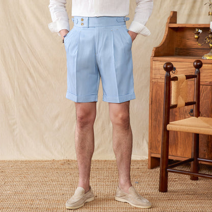 St. Barts Cotton Blend Pleated Bermudas