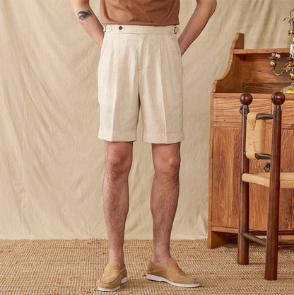 Hamptons Linen Pleated Bermudas