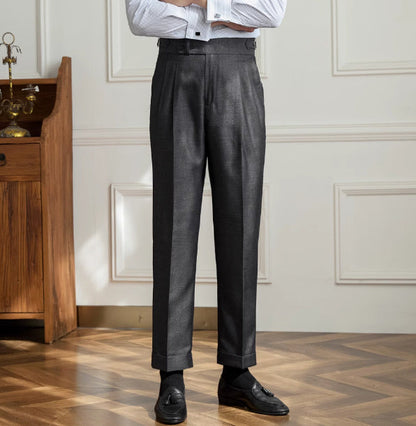 Trieste Straight Fit Double Button Pleated Trousers