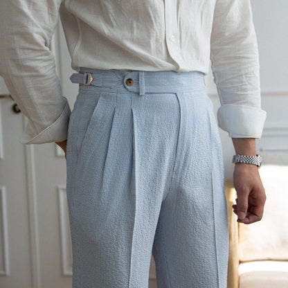 Pantalon plissé aérien en seersucker St. Tropez