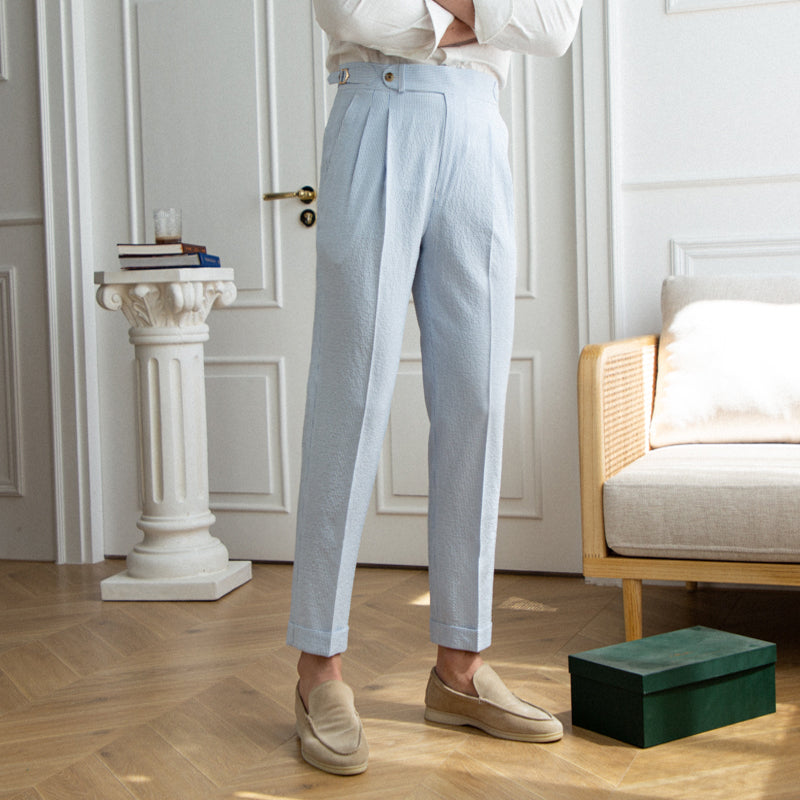 Pantalon plissé aérien en seersucker St. Tropez