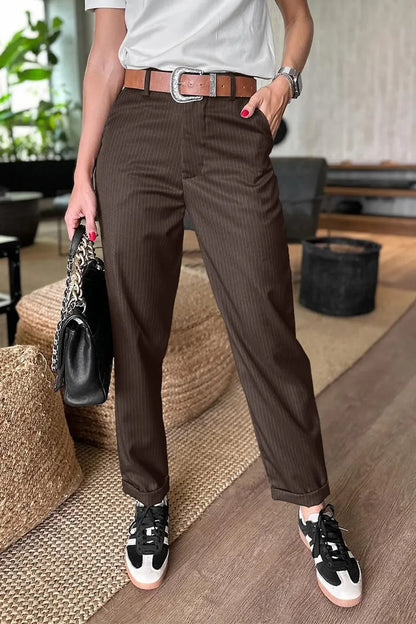 Beatrice | Striped Shaping Dress Pants
