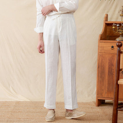 Zakynthos Pleated Linen Trousers