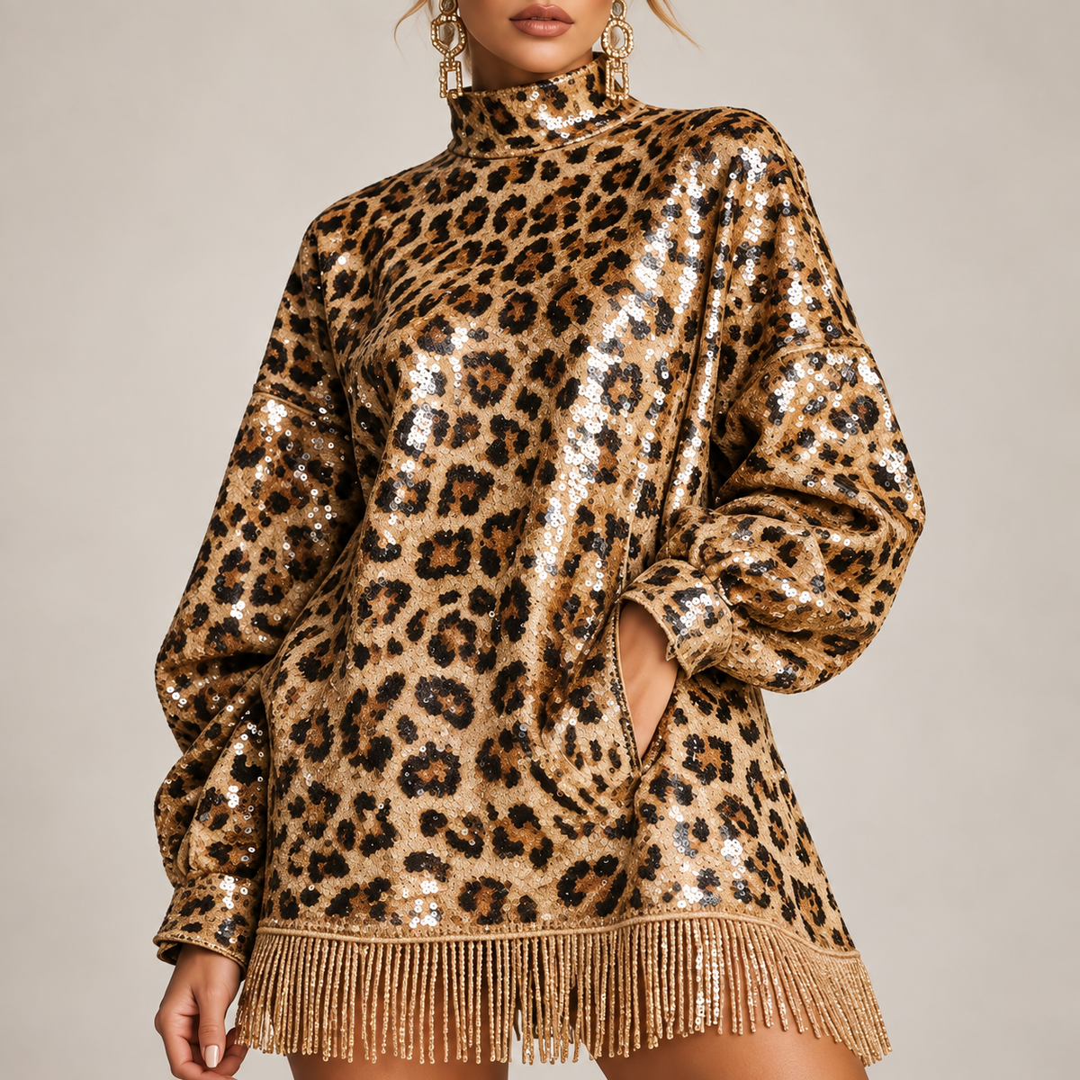 Sabrina | Leopard Sequin Mini Dress