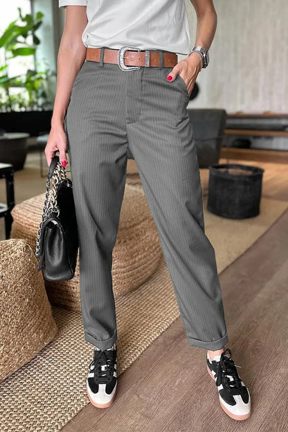Beatrice | Striped Shaping Dress Pants