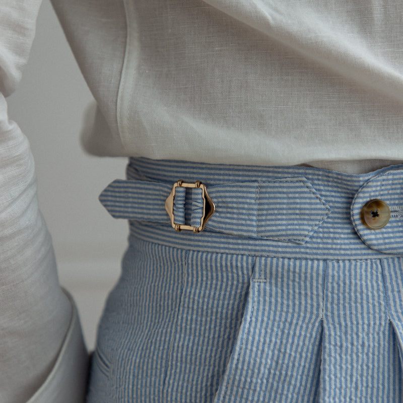 Pantalon plissé aérien en seersucker St. Tropez
