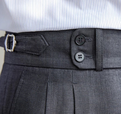 Trieste Straight Fit Double Button Pleated Trousers