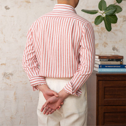 Trento Striped Linen Blend Long Sleeve Shirt