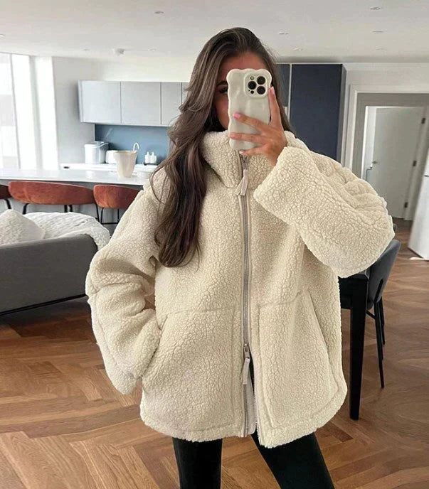 Silvana | Oversized High-Neck Teddy Jacket