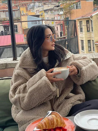 Silvana | Oversized High-Neck Teddy Jacket