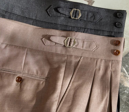 Trieste Straight Fit Double Button Pleated Trousers