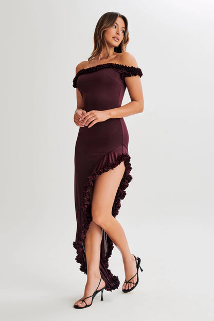 Ivy – Ruffle Off-Shoulder Maxi Dress.