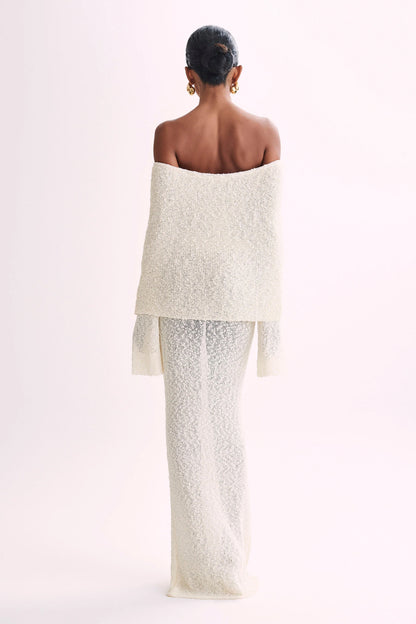 Mia – Off-Shoulder Knit Maxi Set
