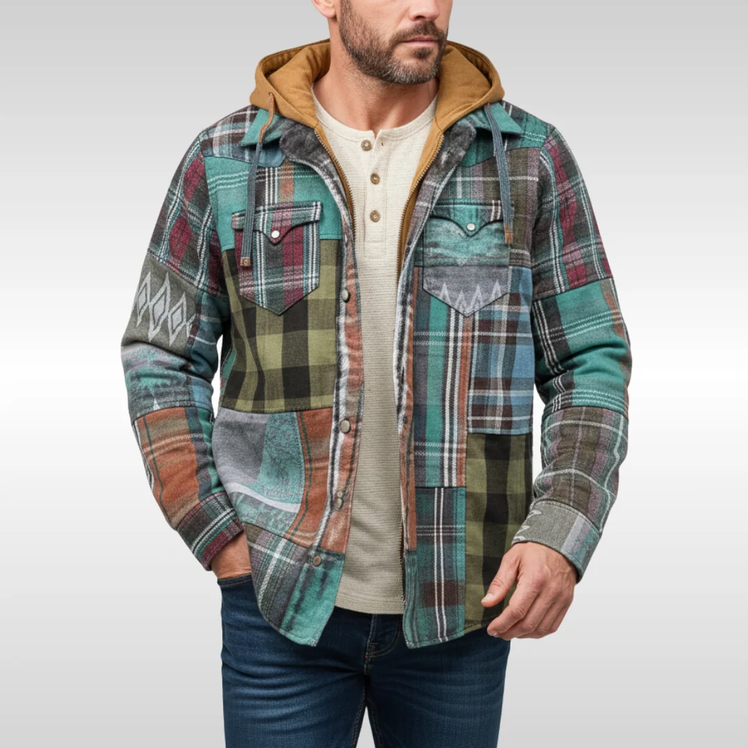 Richard™ | Checkered PATCHWORK HOODED JACKET , WARMTH WITH PERSONALITY
