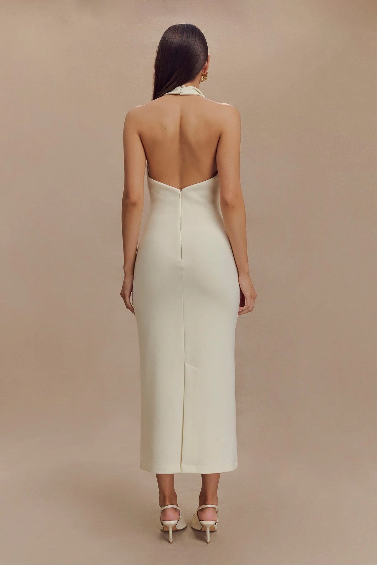Ana Plunge Halter Midi Dress