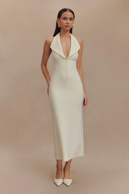 Ana Plunge Halter Midi Dress