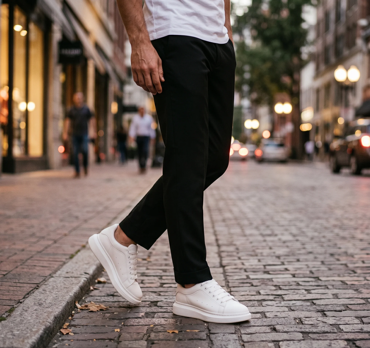 Bianco – Hidden Lift Leather Sneakers