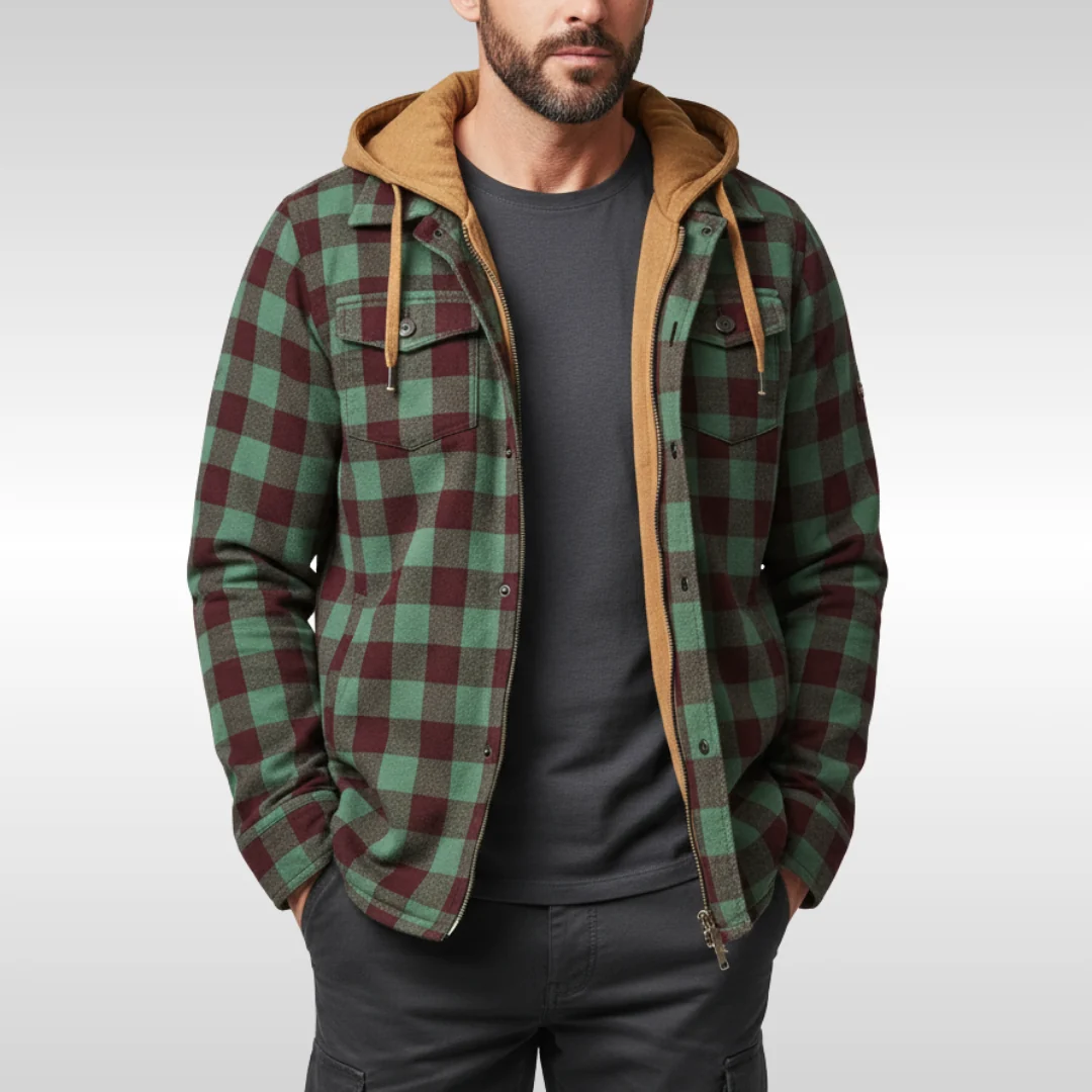 Richard™ | Checkered PATCHWORK HOODED JACKET , WARMTH WITH PERSONALITY