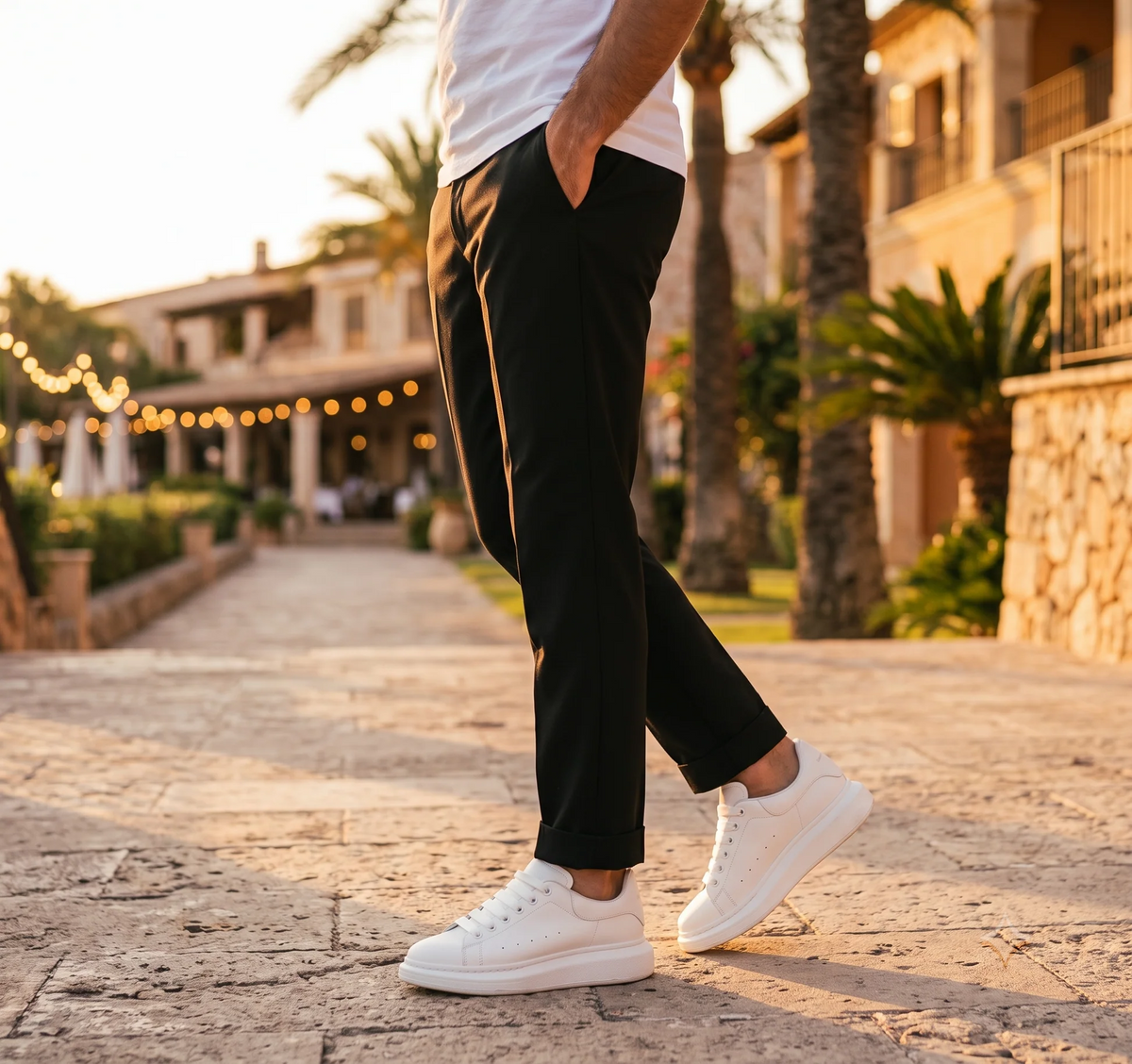 Bianco – Hidden Lift Leather Sneakers