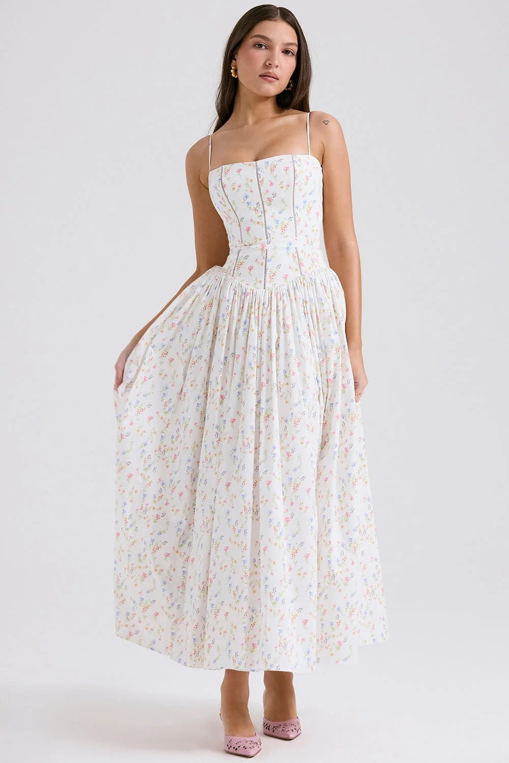 Nya – Floral Corset Midi Dress