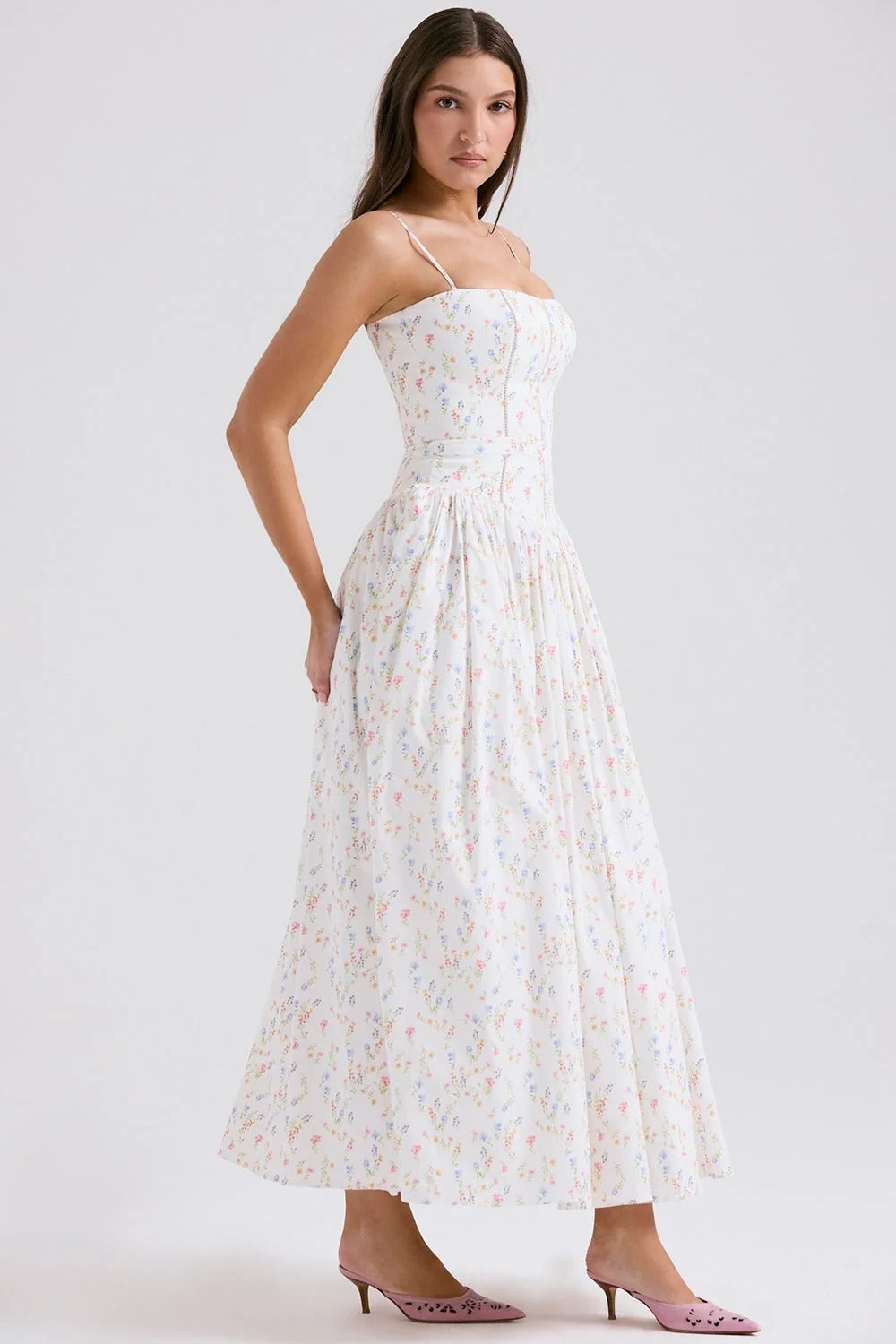 Nya – Floral Corset Midi Dress